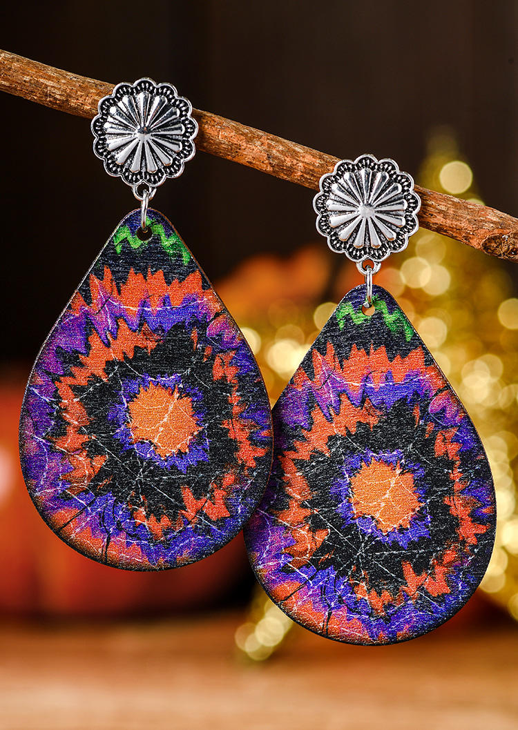 

Halloween Spider Web Tie Dye Water Drop Earrings, Multicolor, SCM006907