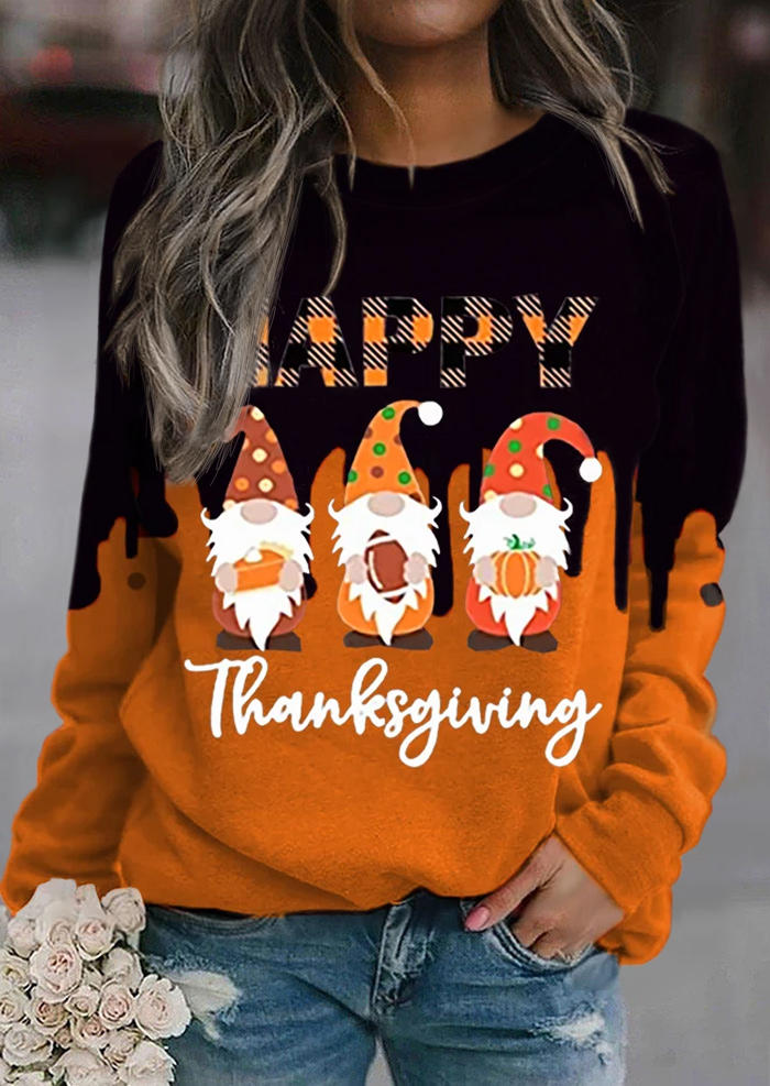 

Happy Thanksgiving Plaid Pumpkin Gnomies Sweatshirt, Multicolor, SCM007316