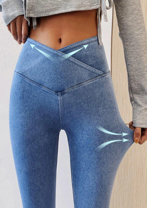 

Mid Waist Skinny Activewear Leggings - Blue, SCM007700