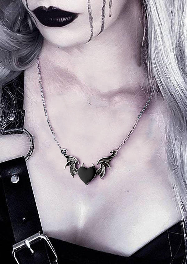 

Halloween Heart Alloy Gothic Pendant Necklace, Black, SCM006908