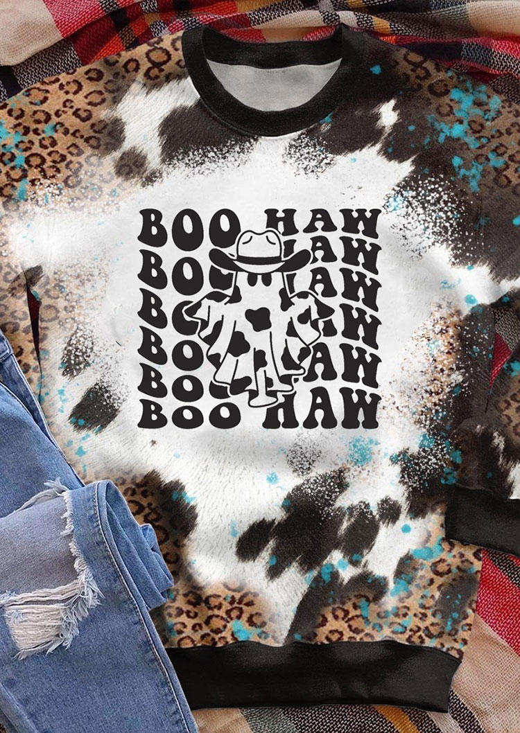 

Halloween Boo Haw Ghost Leopard Sweatshirt, Multicolor, SCM007685
