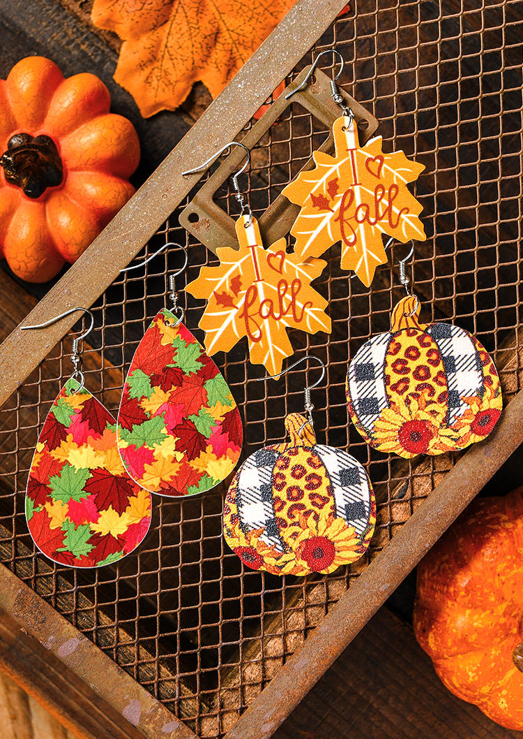 

Pumpkin Nice Fall Maple Leaf PU Leather Earrings, Orange, SCM007203