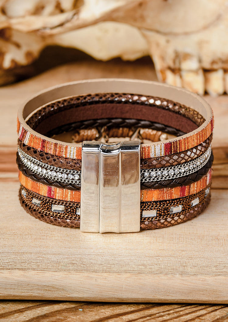 Bohemian Rhinestone Magnetic Buckle Bracelet