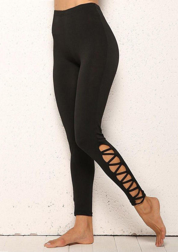 

Criss-Cross Hollow Out Activewear Leggings - Black, SCM007792