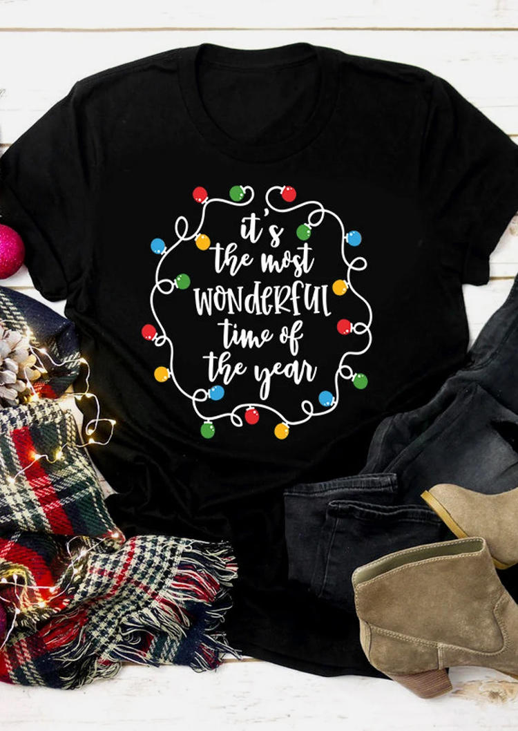 

Christmas It' The Most Wonderful Time Of The Year T-Shirt Tee - Black, SCM007932