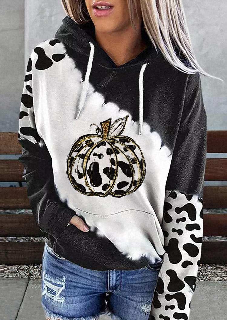 

Cow Pumpkin Drawstring Kangaroo Pocket Hoodie - Black, SCM007683