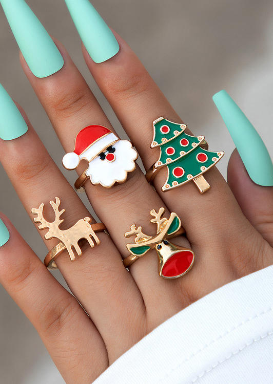 

Christmas Tree Reindeer Ring Set, Multicolor, SCM007766