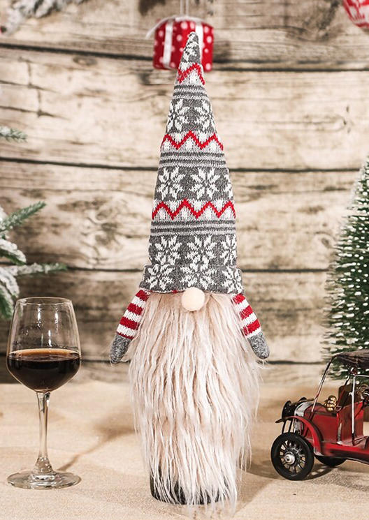 

Christmas Snowflake Gnome Wine Bottle Cover Bag, Gray;khaki;silver, SCM007832