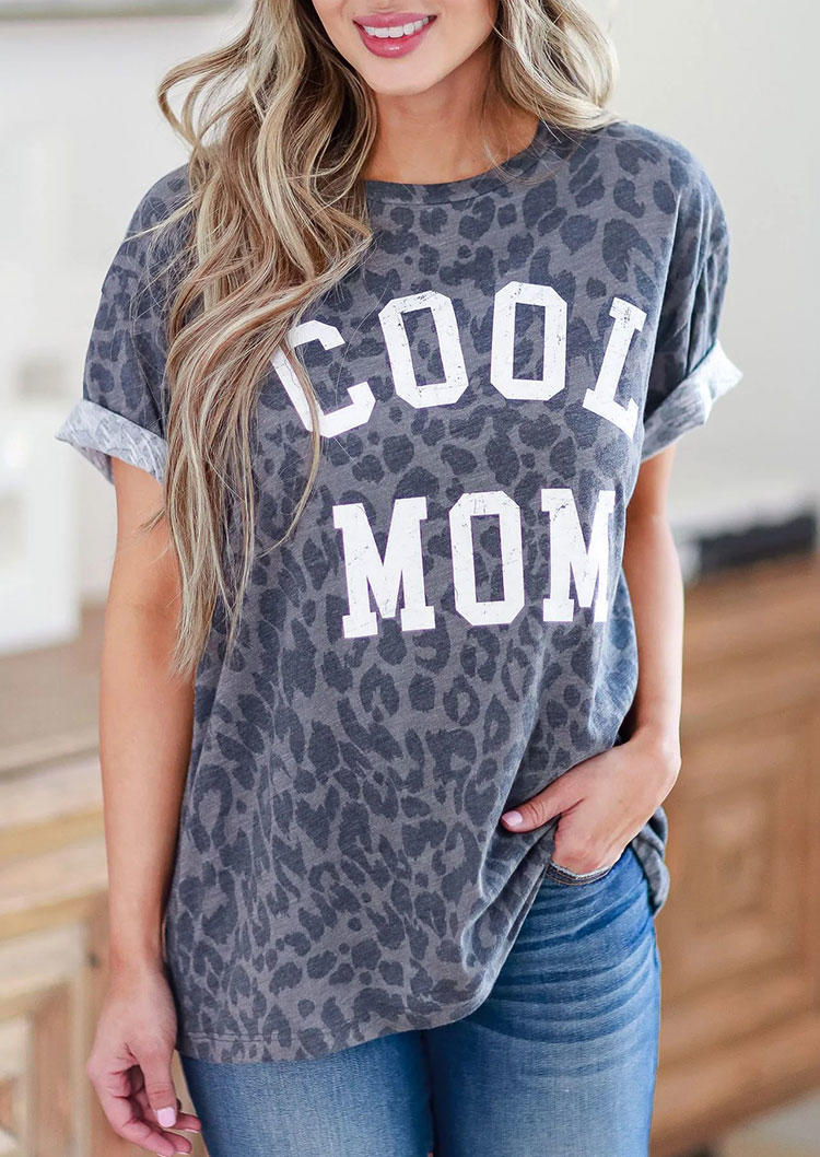 Cool Mom Leopard O-Neck T-Shirt Tee