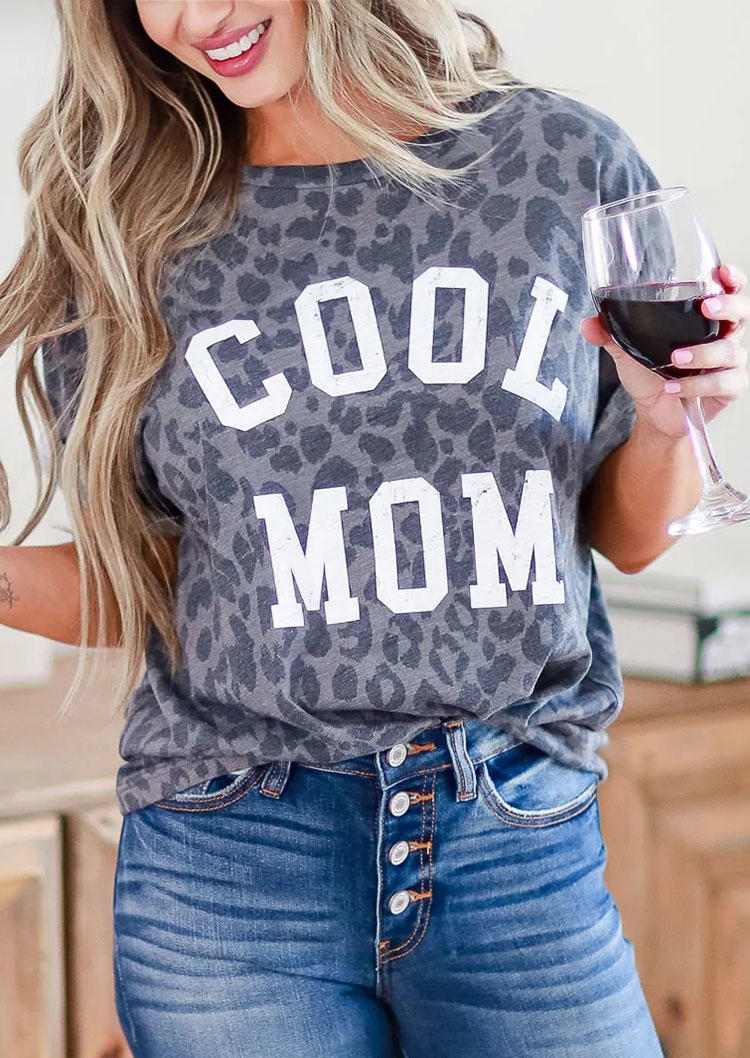 

Cool Mom Leopard O-Neck T-Shirt Tee, Multicolor, SCM007854