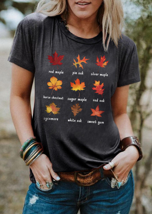 

Thanksgiving Maple Leaf T-Shirt Tee - Dark Grey, Gray, SCM007858