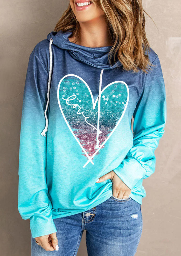 

Gradient Glitter Love Heart Pullover Sweatshirt - Blue, SCM008072