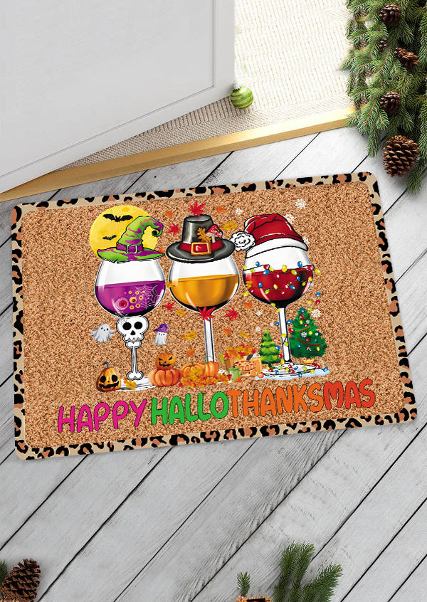 

Happy Hallothanksmas Leopard Pumpkin Face Drink Carpet, Multicolor, SCM008101