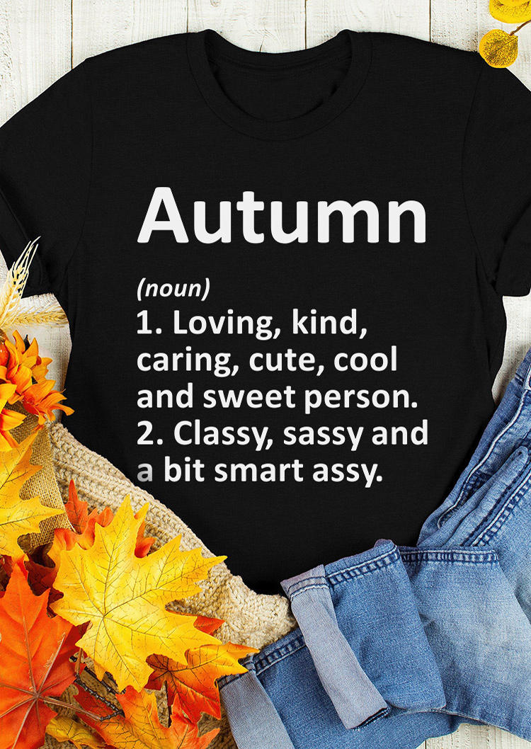

Autumn O-Neck Casual T-Shirt Tee - Black, SCM008022