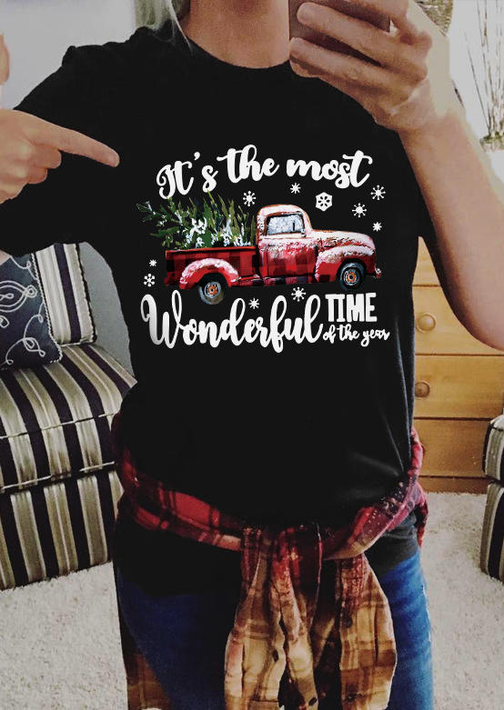 Christmas It's The Most Wonderful Time Of The Year T-Shirt Tee - Black