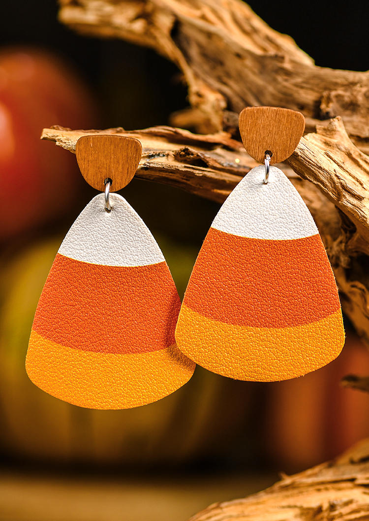 

Color Block PU Leather Earrings, Multicolor, SCM007279