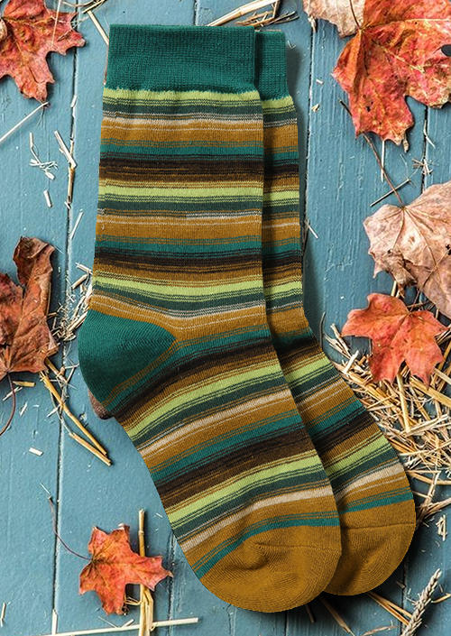

Striped Color Block Crew Socks, Multicolor, SCM007286