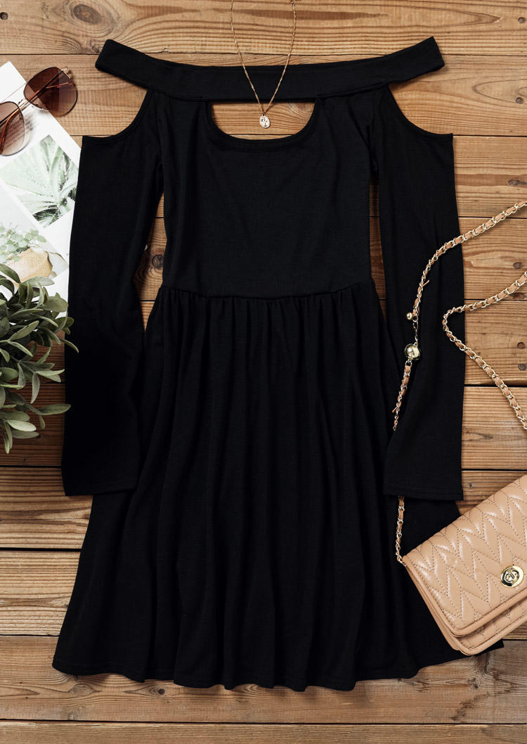 Cut Out Off Shoulder Mini Dress - Black