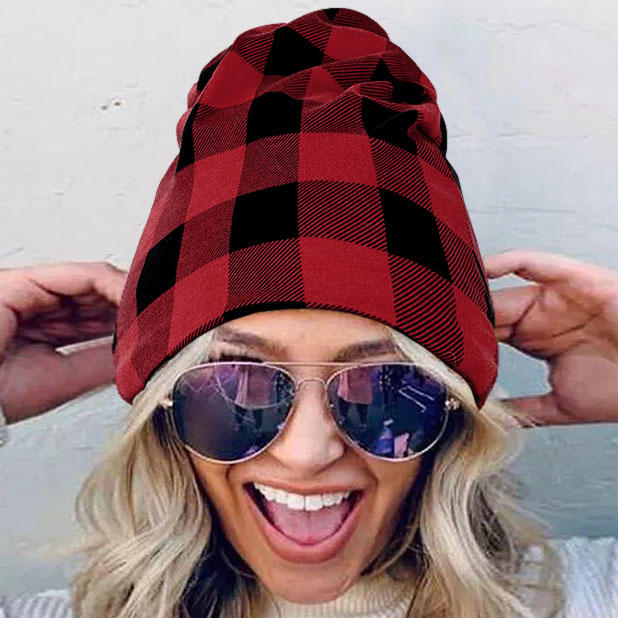 Buffalo Plaid Hollow Out Hat