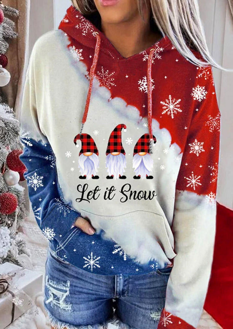 

Christmas Let It Snow Plaid Gnomies Hoodie - Red, SCM007504