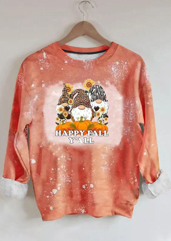 

Happy Fall Y'all Leopard Gnomies Pumpkin Sunflower Sweatshirt, Orange, SCM007623