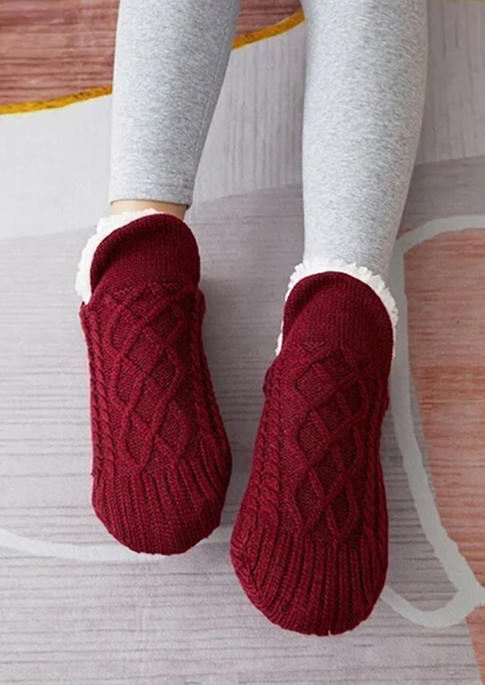 

Winter Thickened Indoor Non-slip Plush Thermal Crew Socks, Red, SCM007978