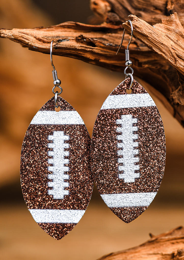 Football Glitter One-Sided Hook Earrings