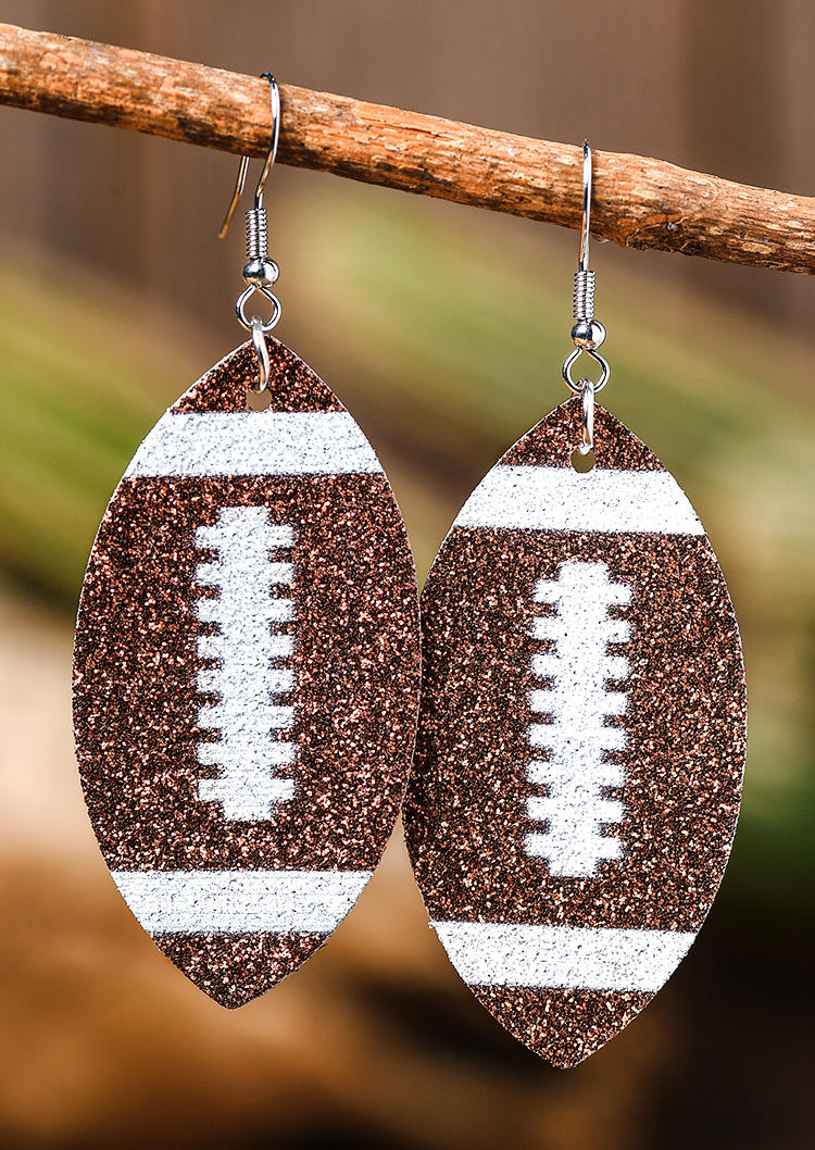Football Glitter One-Sided Hook Earrings