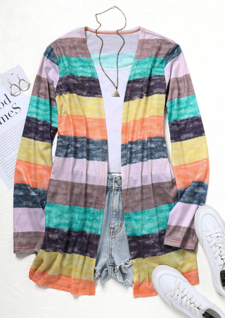 Colorful Striped Long Sleeve Cardigan