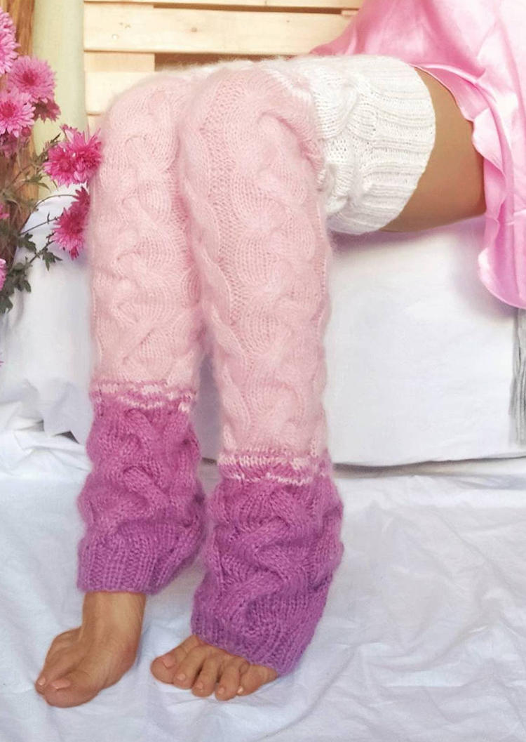 

Color Block Knitted Leg Warmers Socks, Multicolor, SCM007293