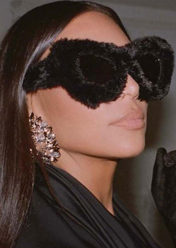 

Trendy Cat Eye Soft Fur Glasses, Black, SCM007987