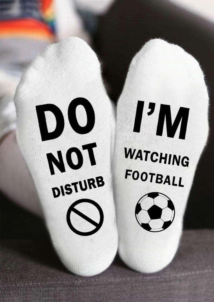 

Do Not Disturb I'm Watching Football Soccer Crew Socks, White, SCM007759
