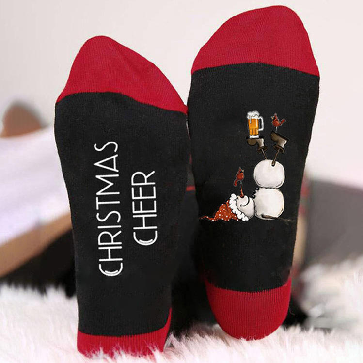 Christmas Cheer Snowman Color Block Crew Socks