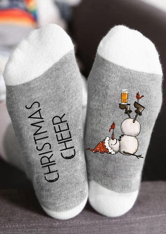 

Christmas Cheer Snowman Color Block Crew Socks, Gray, SCM007760