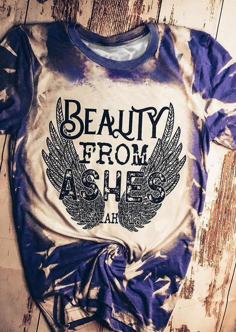 

Beauty From Ashes Bleached T-Shirt Tee - Blue, SCM007863