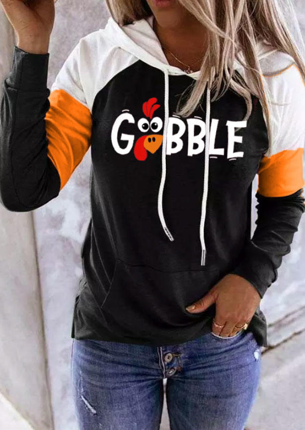 

Gobble Turkey Kangaroo Pocket Hoodie - Black, SCM008322