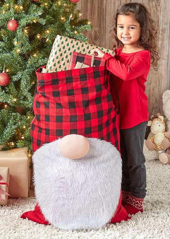 

Christmas Plaid Gnome Gift Storage Bag, Multicolor, SCM008421