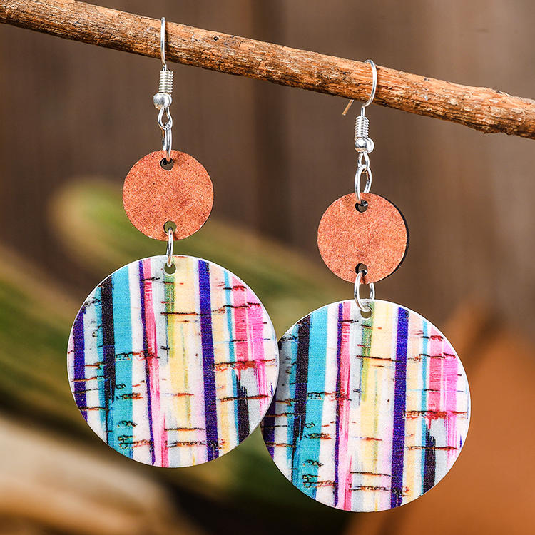 Bohemian Round Colorful Striped Earrings