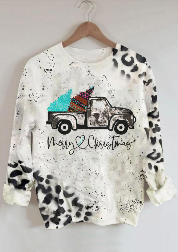 

Merry Christmas Leopard Truck Sweatshirt, Multicolor, SCM008071