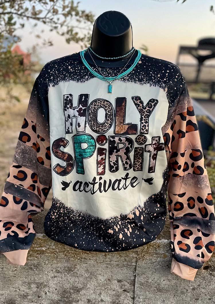 Holy Spirit Activate Leopard Bleached Sweatshirt