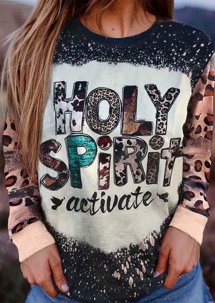 

Holy Spirit Activate Leopard Bleached Sweatshirt, Multicolor, SCM008120