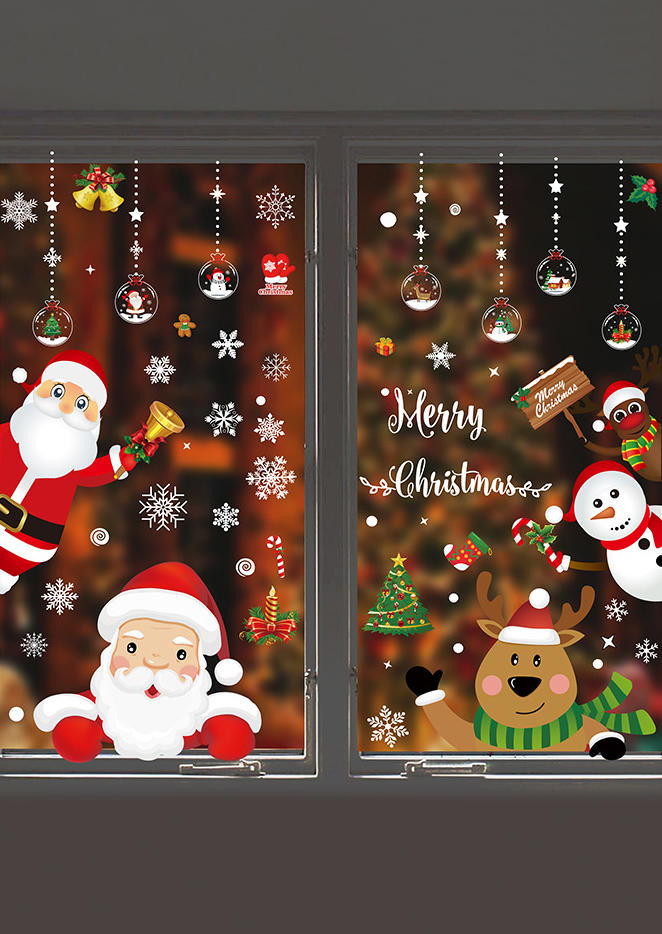 

Merry Christmas Snowman Snowflake Window Stickers, Multicolor, SCM008233