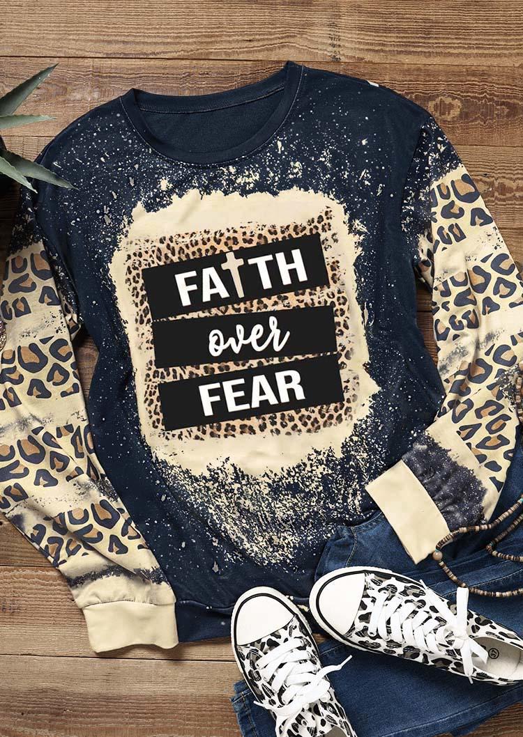 

Faith Over Fear Leopard Pullover Sweatshirt, Multicolor, SCM008264