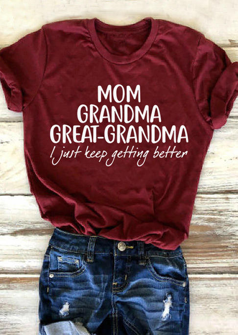 

Mom Grandma Great-Grandma T-Shirt Tee - Burgundy, Red, SCM008527