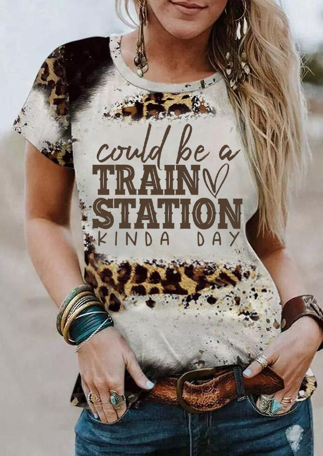 Could Be A Train Station Kinda Day Leopard T-Shirt Tee