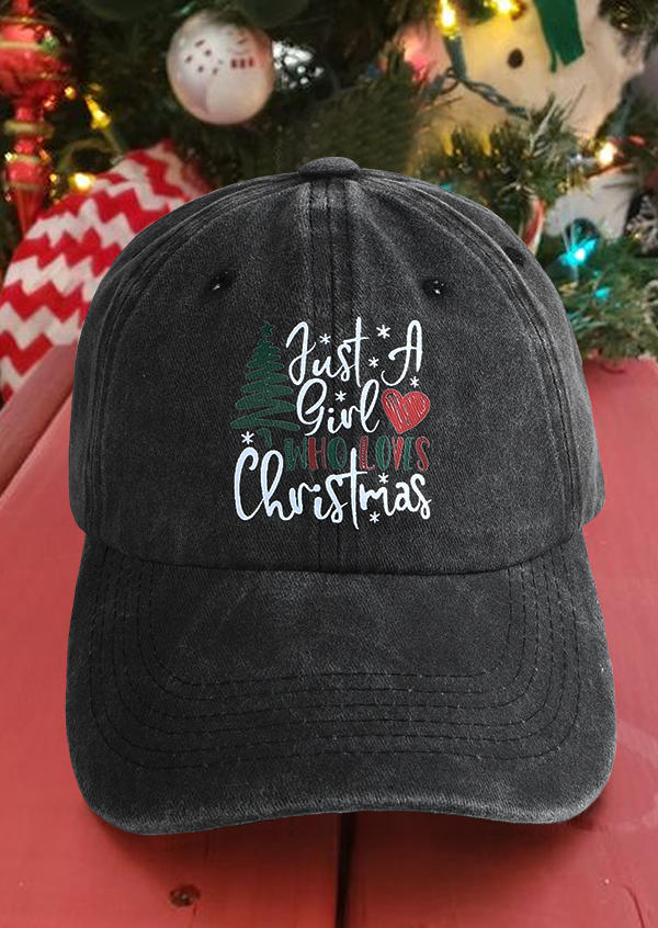 

Just A Girl Who Loves Christmas Tree Heart Baseball Cap, Black, SCM007837