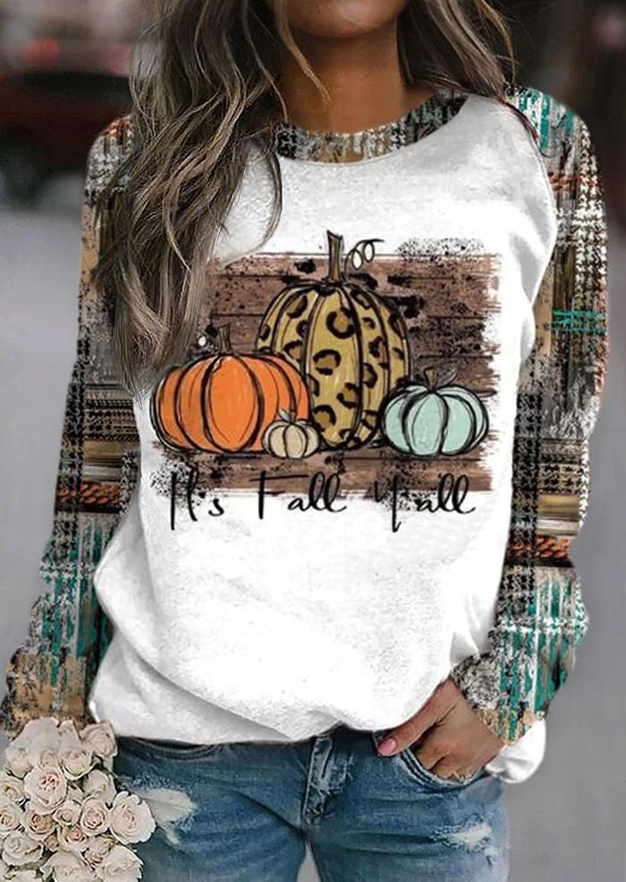 

It' Fall Y'all Leopard Pumpkin Sweatshirt - Light Grey, Gray, SCM008015