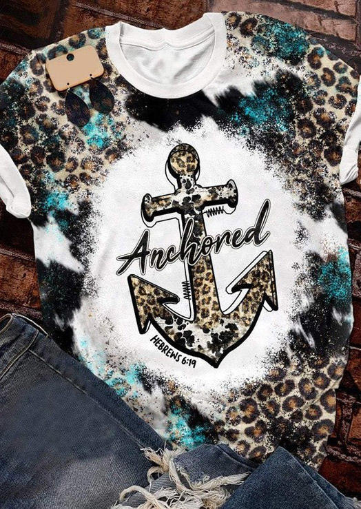 

Anchored Hebrews Leopard Bleached T-Shirt Tee, Multicolor, SCM008115