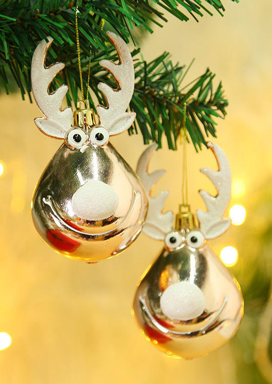 

2Pcs Christmas Reindeer Hanging Ornament, Gold, SCM008227