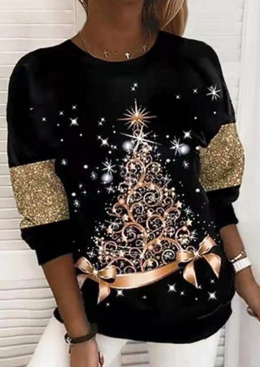 

Christmas Tree O-Neck Sweatshirt - Black, SCM007819